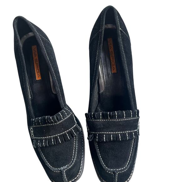 NWOT Via Spiga Womens Suede Wedge Heel Shoes Loafer Made in Italy Sz 8.5 - Picture 5 of 8